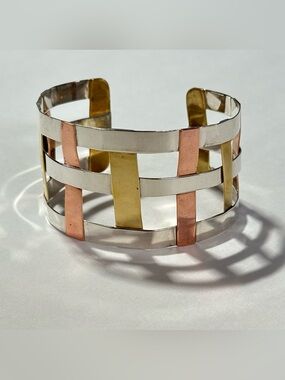 RLM Studio Robert Lee Morris 925 Sterling Brass Copper Tri-Tone Woven Bracelet